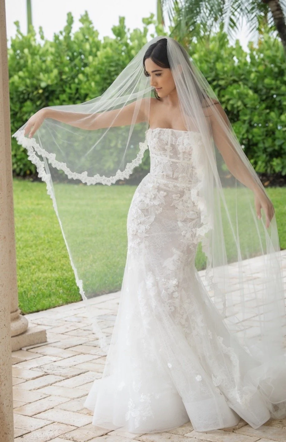 chantilly lace veil - cathedral veil - san diego wedding veils